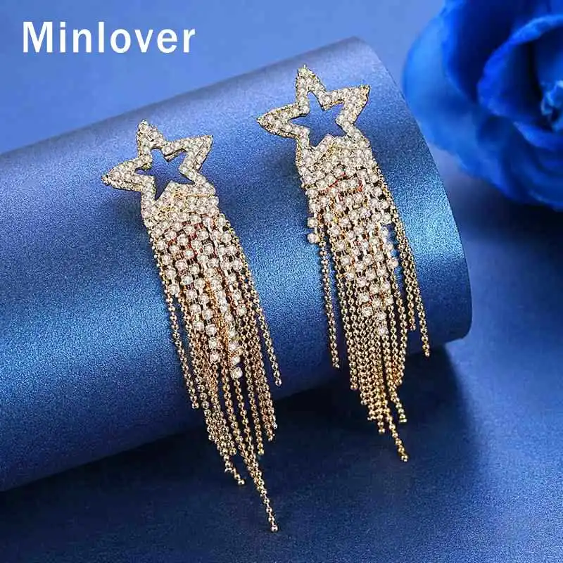 Висячие серьги в форме звезды Minlover для женщин богемные длинные висячие невесты