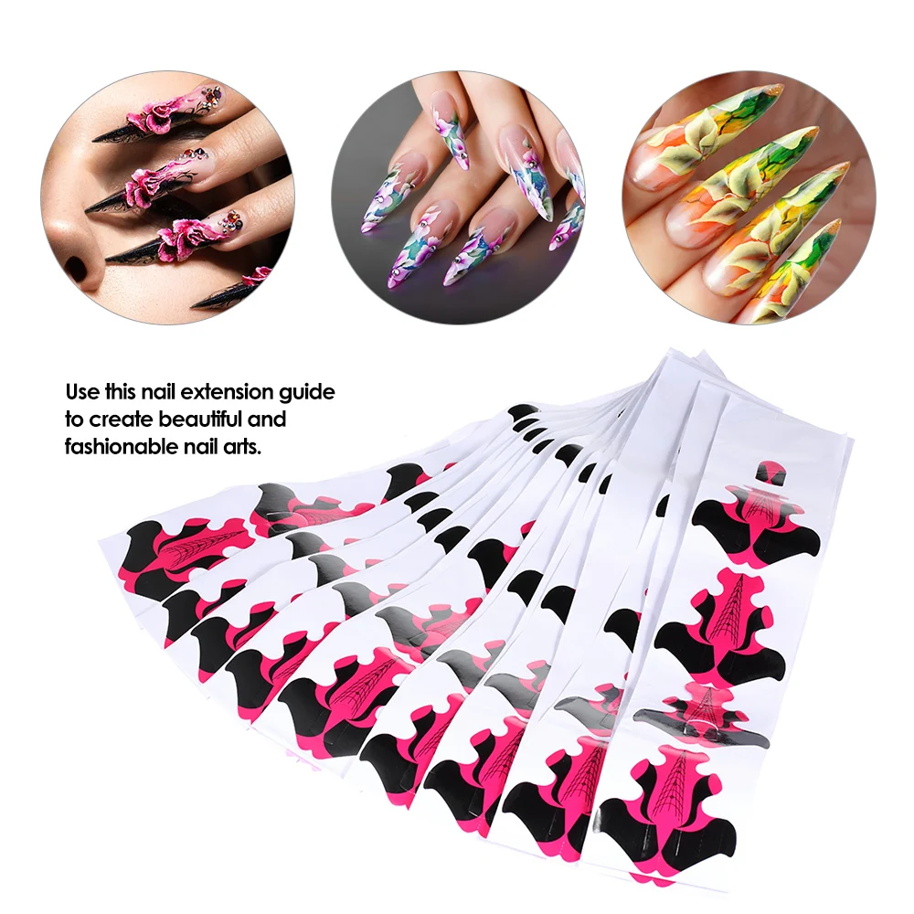 100Pcs Nail Art Extension Guide Form Nail Tips Stickers Nail Polish Tip