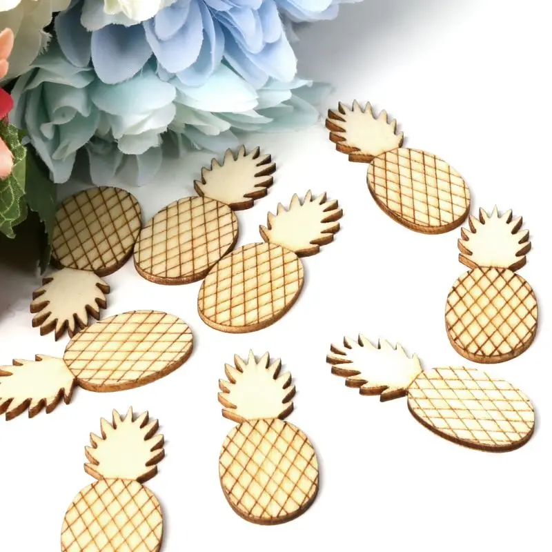 10pcs Pineapple Wooden Slices Crafts DIY For Handmade Scrapbook Home Decoration Ornaments Embellishment