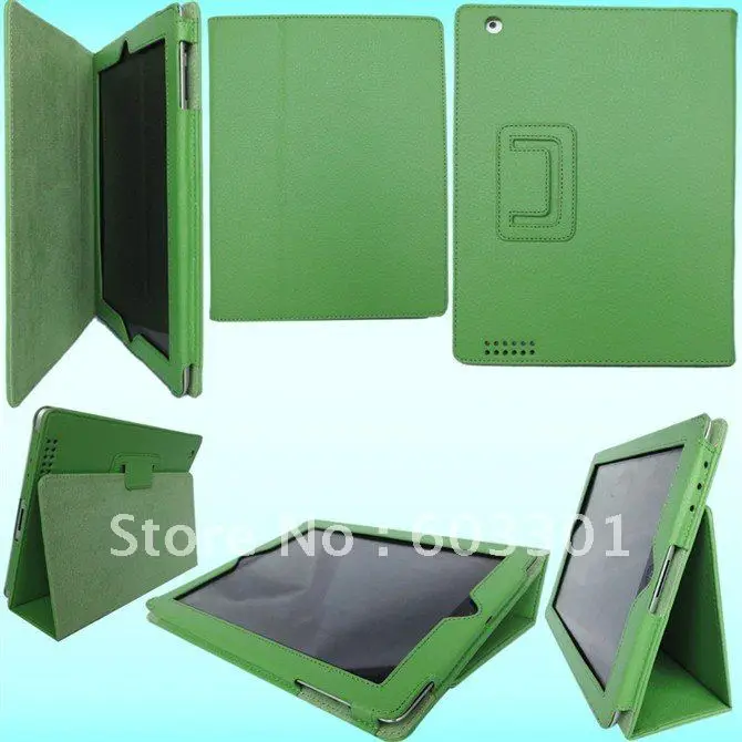 

PU leather case for iPad 2 3 4, for iPad2 cover stand case, leather protector case for the new iPad3 ipad4 bag protector shell