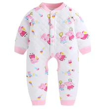 

2018 Fashion Baby Rompers Winter Warm Quilted Long Sleeve One Pieces Clothes Newborn Baby Girls Boys Cute Jumpsuits 0-24 Months