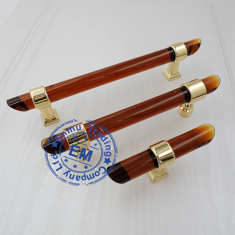 

Gold Acrylic Door Pull Knob Drawer Cabinet Cupboard Handle Hardware Furniture Handle and Knob/ Brown transparent color