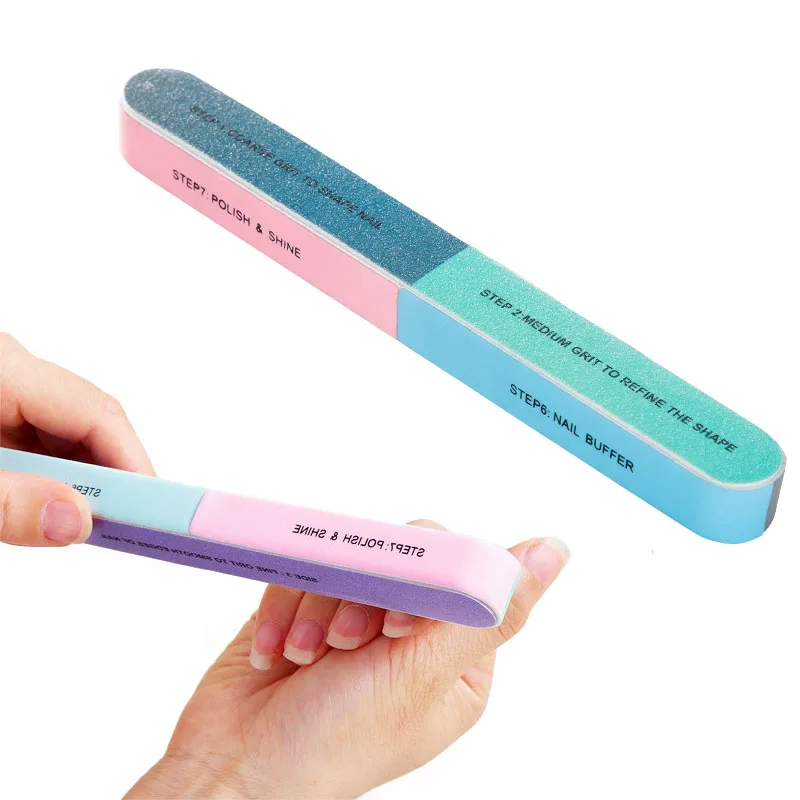 3Pcs/Lot Multi color Six Sides Professional Nail Files Durable Buffing