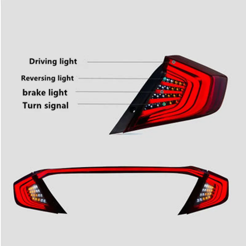 3 шт. задний фонарь для Honda Civic- фонарь Задние огни светодиодный DRL крест багажная лампа Предупреждение свет