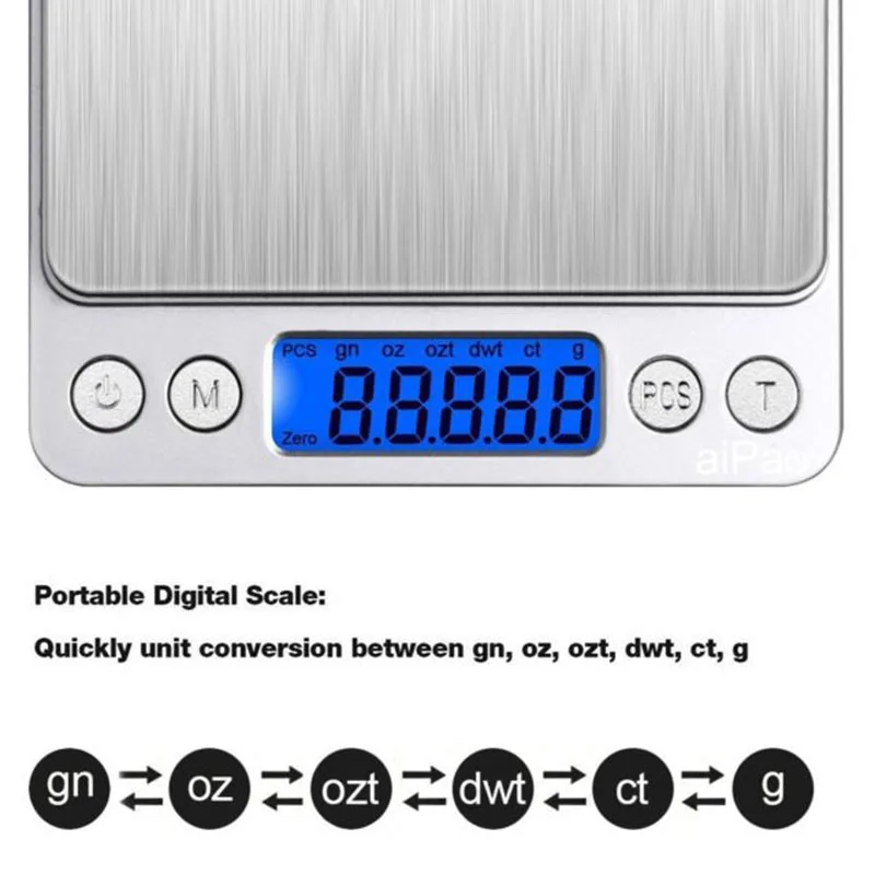 SANBEI 2kg 0.1g Digital Scale Electronic Kitchen Diet Food Weight Scales Jewelry Scale 