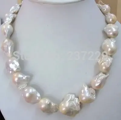 

Wholesale price FREE SHIPPING ^^^^Jewellery Wonderful big 18-21mm white pearl necklace
