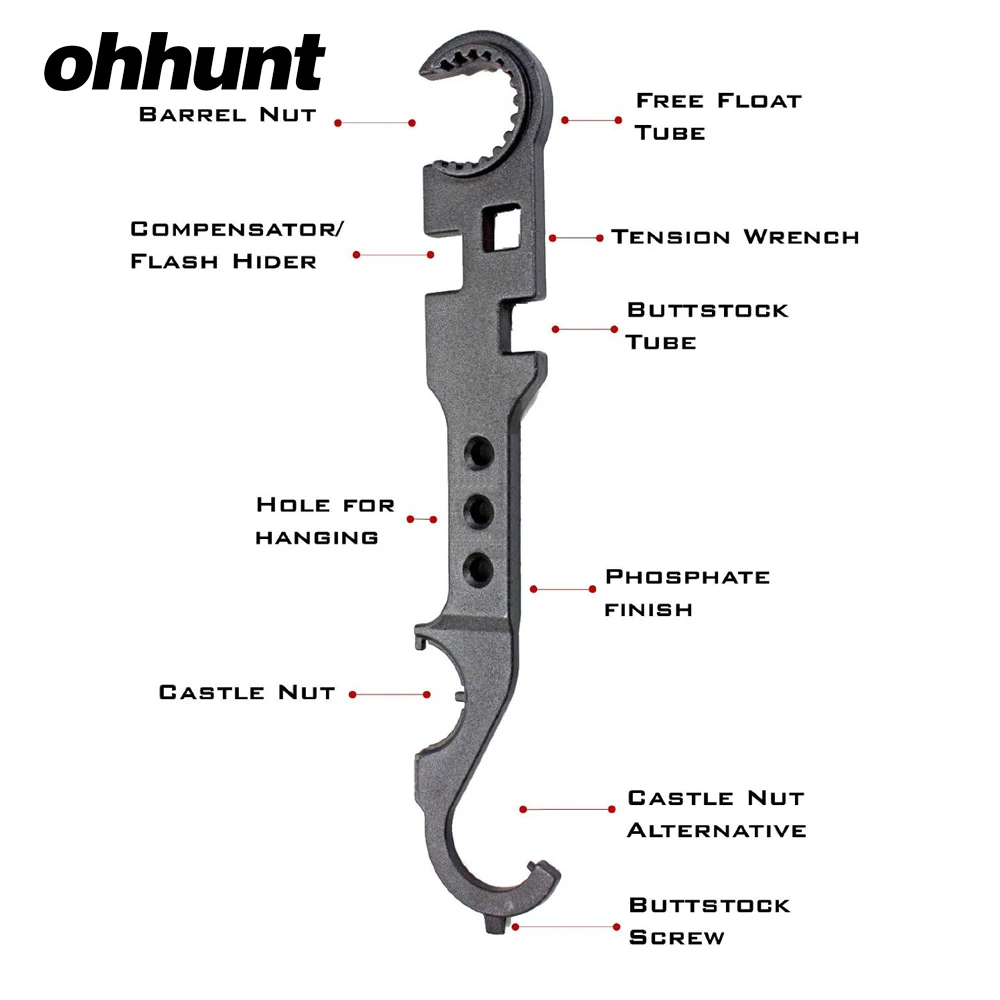 AR15 Combo Wrench Tool includes Castle Nut Wrench Barrel Nut Wrench