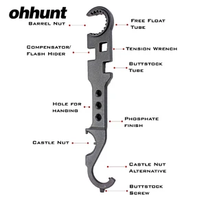 AR15 Combo ключ инструмент включает в себя замок гайковерт баррель гайковерт приклад Tube Tool Дульный тормоз пламегаситель инструмент для ствольной накладки - изображение