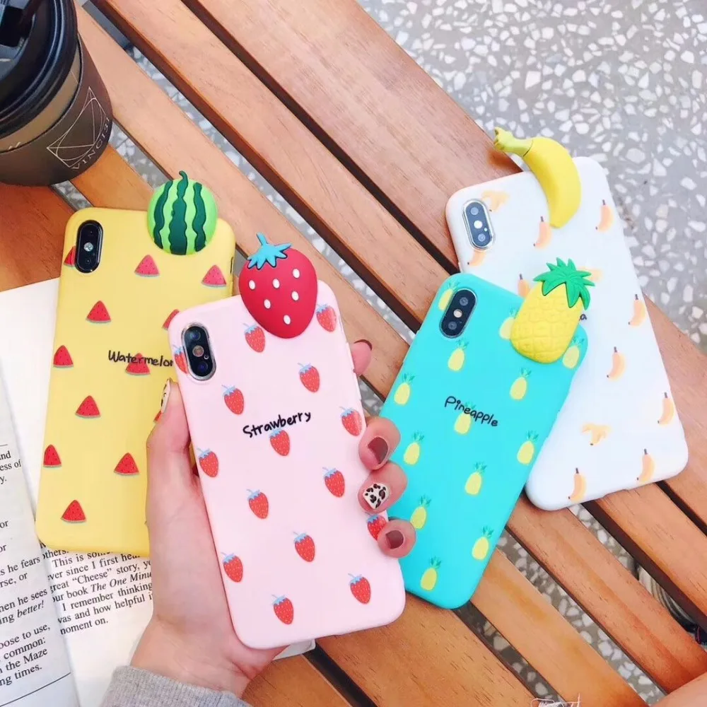 

3D cute fruit banana strawberry soft silicone phone case for iphone XS MAX cover for iphone XR X 6 6S 7 8 plus 7plus girl case