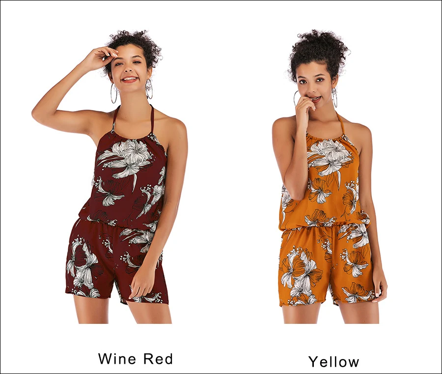Gladiolus Bohemian Romper Women Sleeveless Halter Backless Sexy Floral Print Rompers Womens Jumpsuit 2019 Sexy Ladies Playsuit (24)