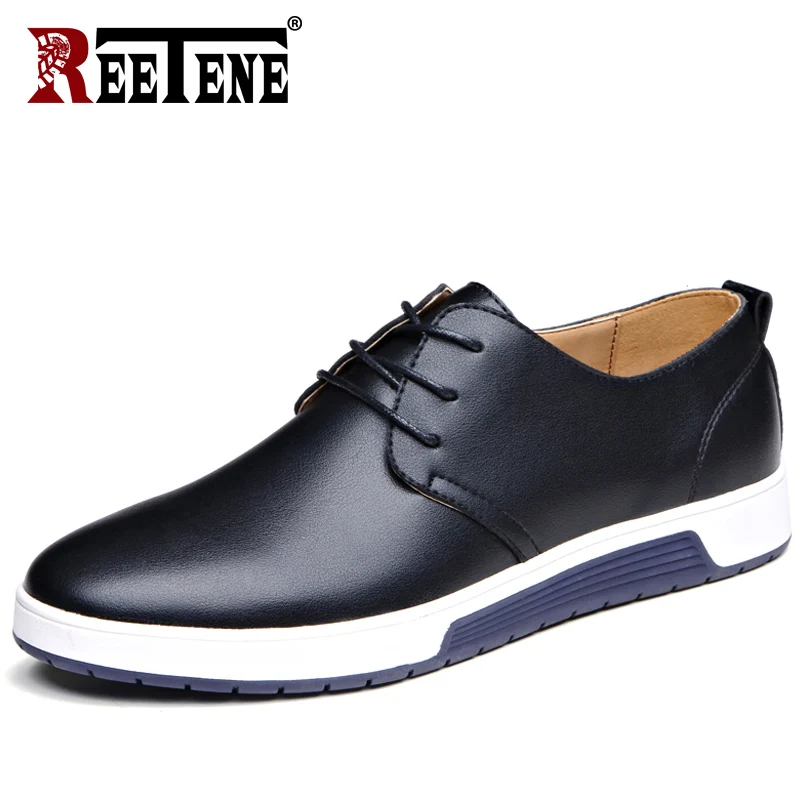 REETENE 2018 New Leather Shoes Men Summer Breathable Holes Men Casual ...