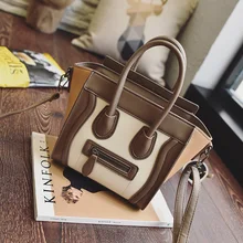2017 Bolsos Mujer Trapez Smiley Tote Bag Luxury Brand künstliche Leder Frauen Handtasche Schultertasche Crossbody Taschen