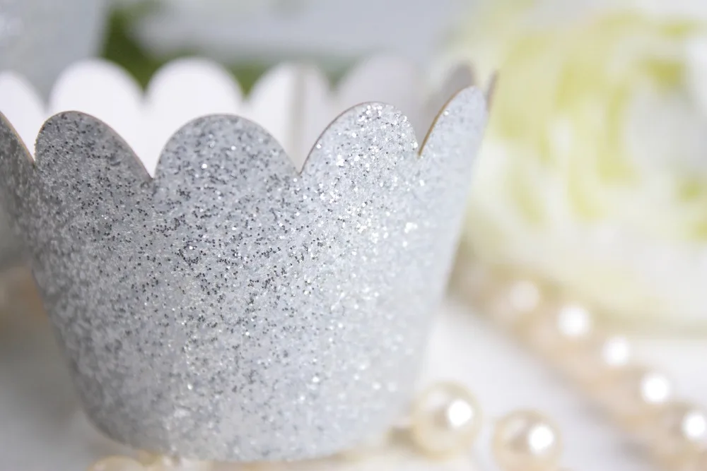 Glitter silver Elegant Cupcake Wrappers wedding cupcake wrapper,Cupcake