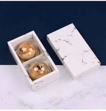 10 шт 2/4/6 Полость Мрамор пакет крафт-бумаги коробка 80 г Mooncake коробка подарочная упаковка с крышкой для кекс булочки печенье - Цвет: 2 grains