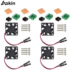Raspberry pi 3 B + вентилятор охлаждения DC 5 В с 3 шт. радиаторы для raspberry pi 3b 2b Модель B + Медь охлаждающая подставка для raspberry pi 3/2