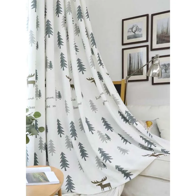 Современные затемненные занавески/отвесные занавески для гостиной с изображением дерева/оленя, занавески для спальни для детей, Рождественское украшение для дома - Цвет: Cloth Curtain No 2