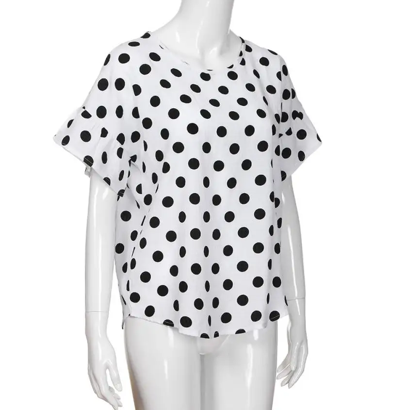 Sunfree дропшиппинг летние новые женские свободные Camisas модные Mujer блузка в горошек