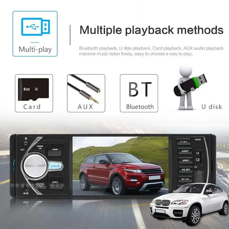 Автомобильный сенсорный дисплей VODOOL Bluetooth 4 дюйма 1DIN MP3 MP4 MP5 видео аудио радио