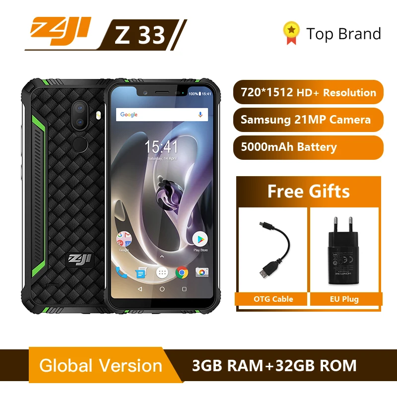 IP68 Водонепроницаемый телефон HOMTOM ZJI Z33 4600 mAh 3 GB 32 GB 5,85 "смартфон Android 8,1 MTK6739 Face ID 4G FDD-LTE ZJI мобильного телефона