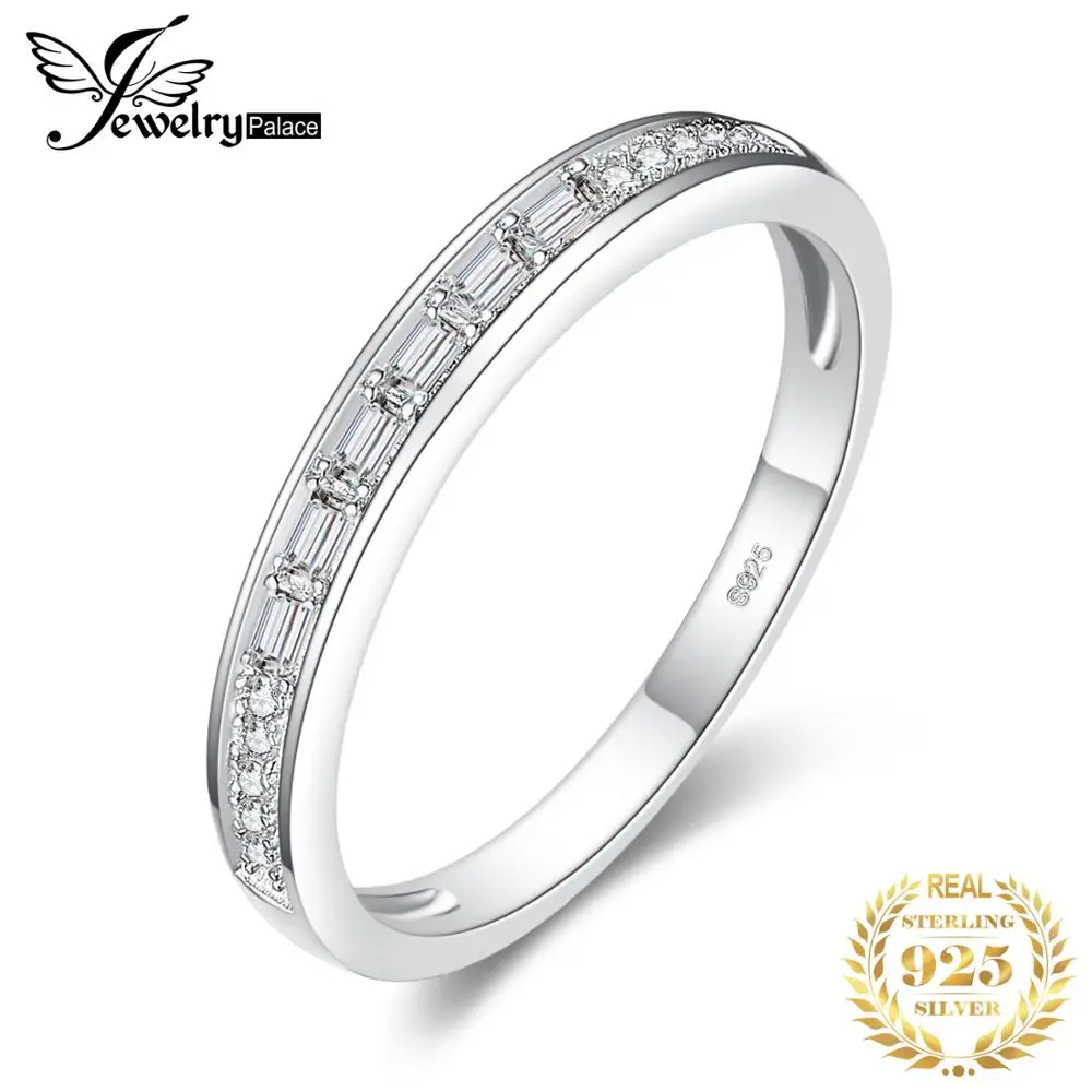 JewelryPalace Cubic Zirconia Half Eternity Channel Set Wedding Band 925