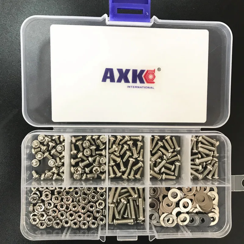 

300Pcs/set M2 M2.5 M3 GB818 DIN7985 304 Stainless Steel Cross Recessed Pan Head Screws Phillips Screws Assortment Kit