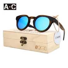 A.C 2017 New fashion Products Men Women Glass Bamboo Sunglasses au Retro Vintage Wood Lens Wooden Frame Handmade ZE05