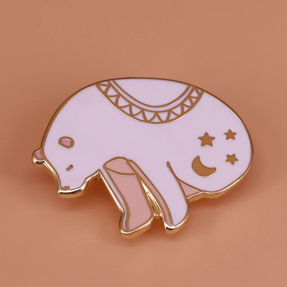 

Starry night bear enamel pin arctic animal brooch moon stars badge cute pins art jewelry polar bear gift
