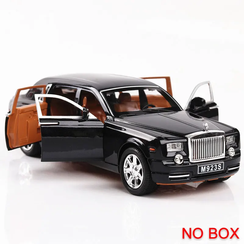 1:24 литая под давлением модель автомобиля из сплава Rolls Royce Phantom Металлический Игрушечный Автомобиль колеса симулятор звуковой светильник вытяжной автомобиль коллекция детский подарок - Цвет: Black(No Box)