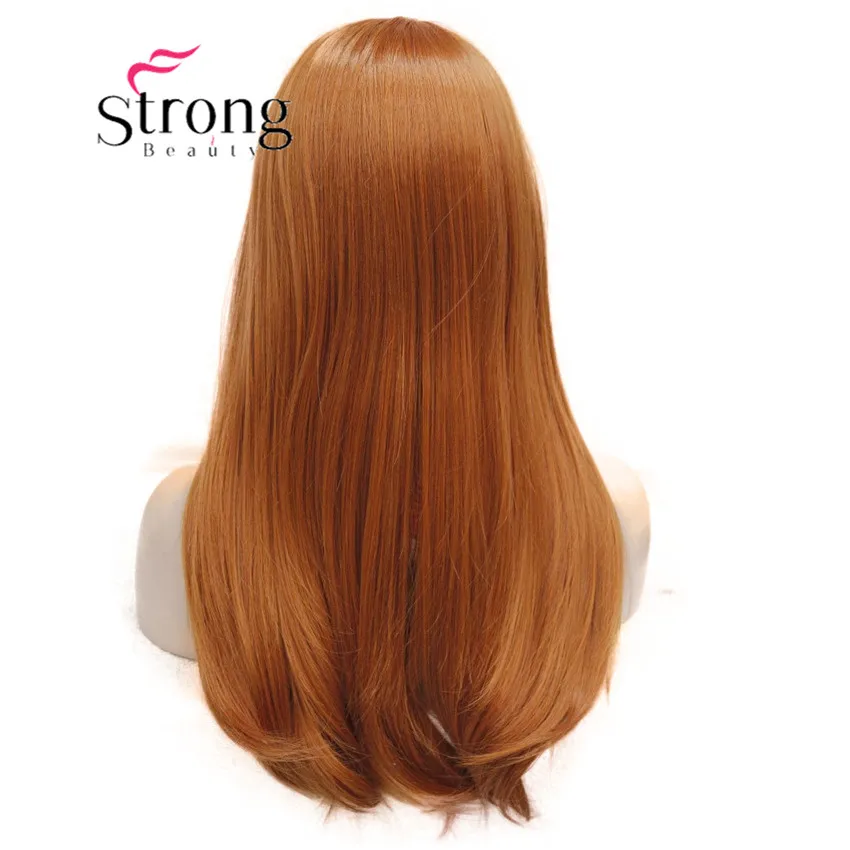 E-679B 130A  34 wig with headbands orange brown straight long women's half wig (3)