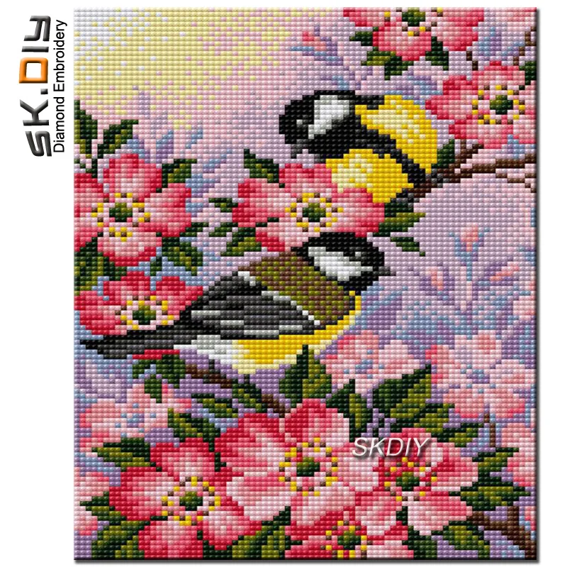 SK DIY 5D two Sinichki birds flower picture of rhinestone diamond painting cross stitch set diamond embroidery mosaic sale craft (1)