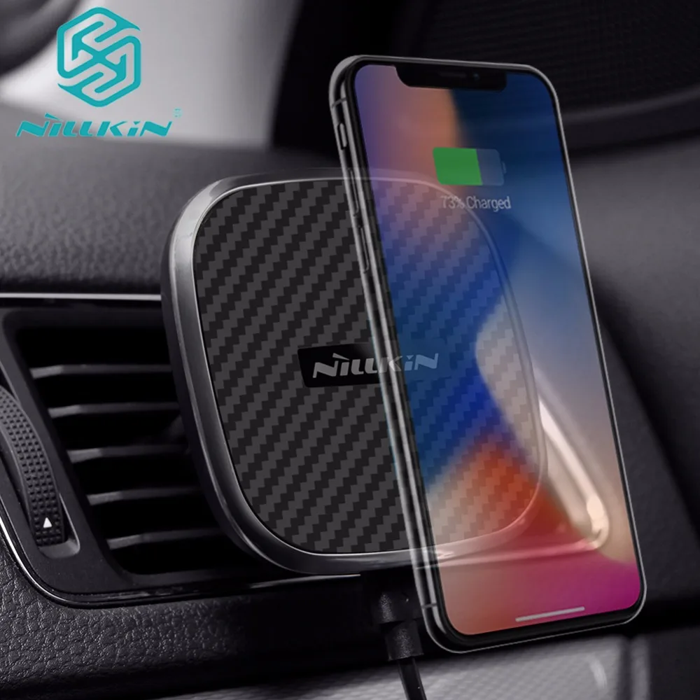 Скидка Nilkin 10 Вт QI Быстрое беспроводное зарядное устройство для iPhone X 8 Plus Nillkin Магнитный Автомобильный Держатель зарядного устройства крепление для...