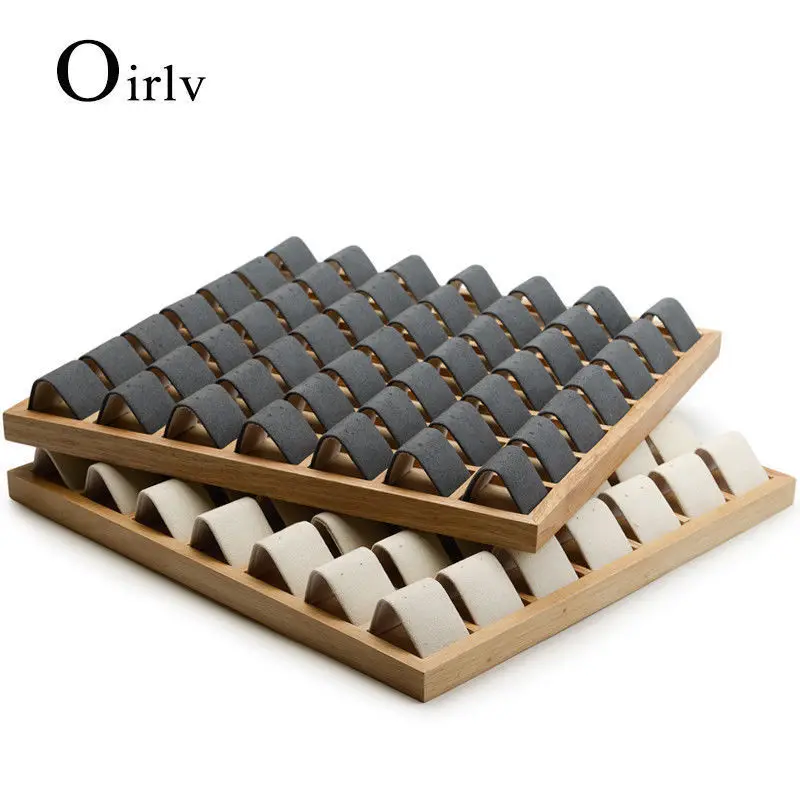 Oirlv 49 Grids Solid Wood Earrings Holder Jewelry Display Block Display Stand Tray (2)