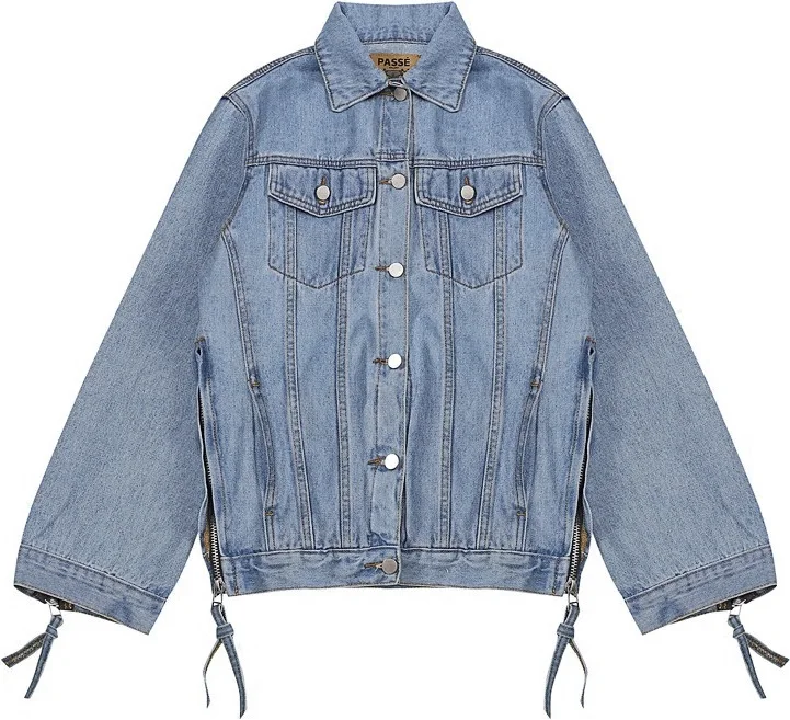 

Women Denim Jacket 2017 Autumn Winter New Fashion Stylish Side Slit Zipper Outerwear Womens Girls Female Vintage Blue Jeans Top