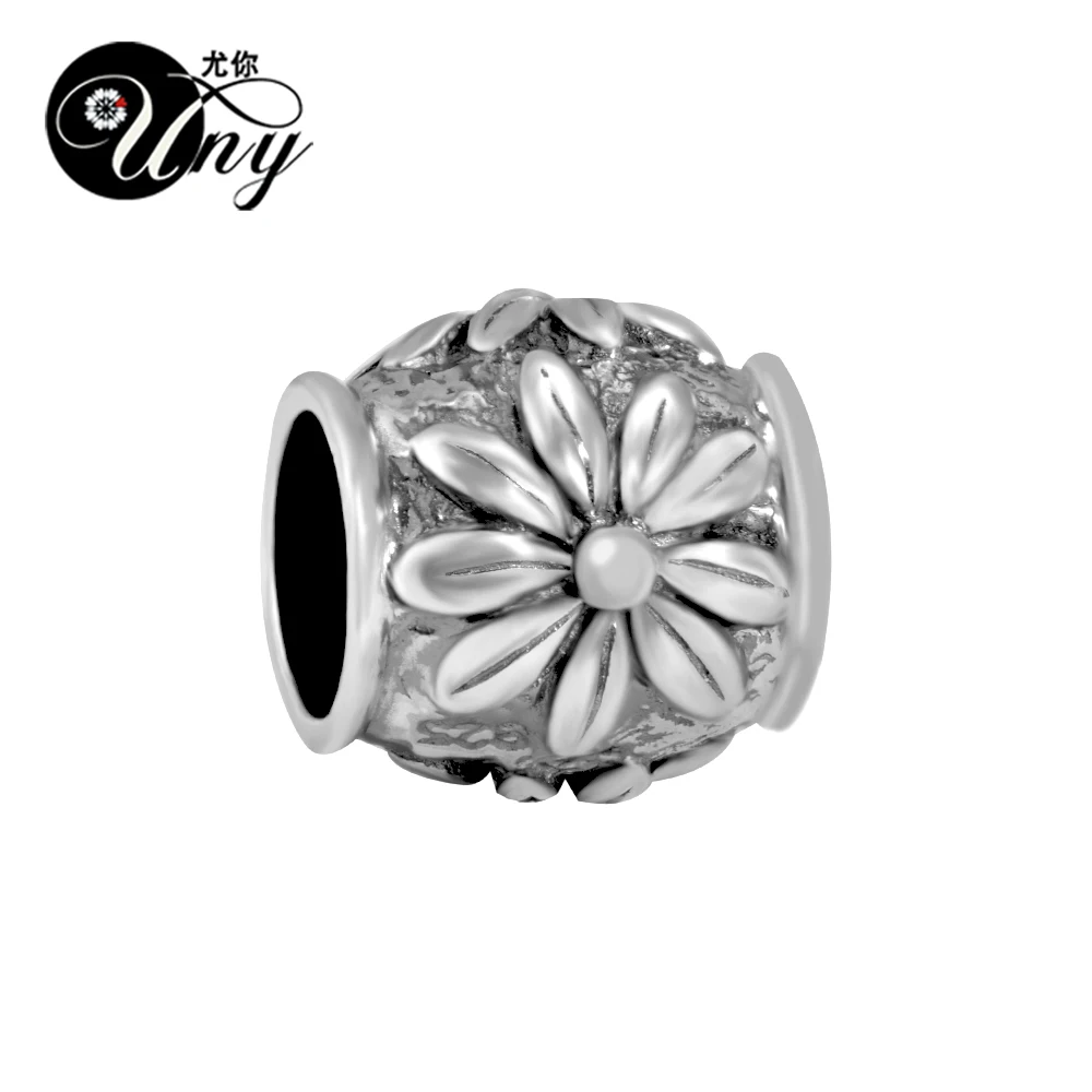 UNY Unique Vintage DIY European bead Fit Pandora charm bracelet guaranteed 100% 925 Silver Oxidized Flower Spacer Bead Free Ship | Украшения