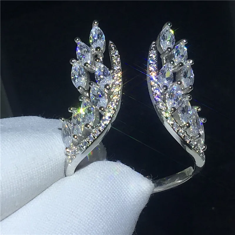 

Angel wings ring 925 Sterling silver 5A Sona Cz Engagement wedding band rings for women Bridal Finger Jewelry