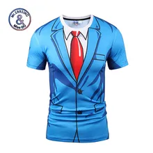 Mr.1991INC Brand T-shirt Men/Women Fashion 3d Tshirt Print Blue Suit Jacket Summer Tops Tees Fake Two Pieces T Shirt