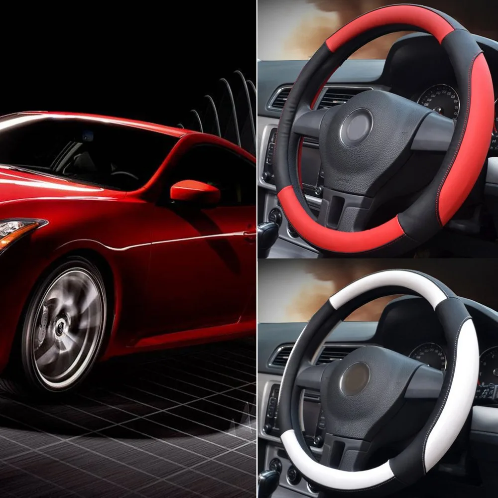 

2 Colors Fashion Universal Car Steering Wheel Cover Automotive Accessory Interior Decoration Diameter 38cm Fit Most Styling Cars