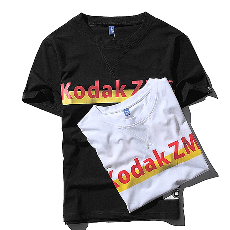 Цель Тур Т Рубашки Мужчин Kodak ZM1 Полосатый О Шеи Свободно Канье Уэст Камуфляж Моды