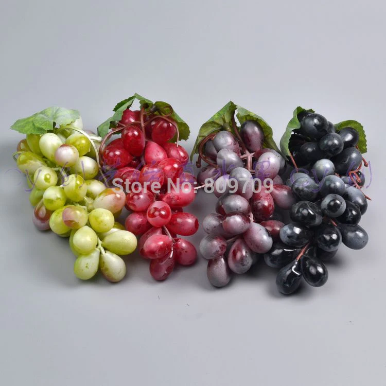 4 Bunch/Lot Artificial Real Touch PVC Grape 36 Grapes Lifelike Fake Fruit Photographic Props