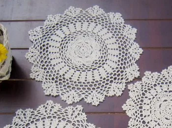 

Free shipping wholesale 100% cotton hand made Crochet cup mat white Doily 35CMX35CM Round 12PCS/LOT
