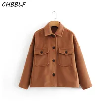 CHBBLF для женщин Винтаж хаки куртка пальто doulbe карманы с длинным рукавом однобортный пальто для будущих мам женский ретро верхняя одежда XDN9359