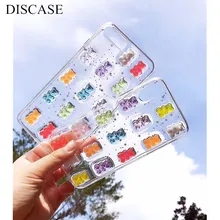 DIS чехол для телефона для iphone XR XS MAX 8 7 6 6s plus X прозрачный Цвет конфеты с украшением в виде кристаллов с милыми животными, падение мерцающий задний Чехол Capa