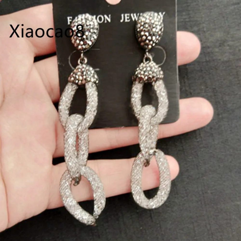 

Gold Gray Long Drop Earrings Women Luxury Pendientes Mujer Statement Earrings for Women Fashion Indian Jewelry 2019 Bijoux