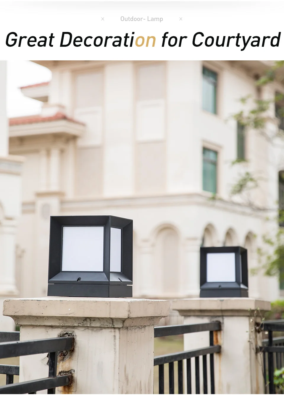 Luzes de Fundição de Alumínio sem Fio à Prova Estigma para Jardim ao ar Coluna Solar Dwireless Água Dupla Cor Led Lâmpada Livre Post Caps 7 Cheap Lâmpadas solares