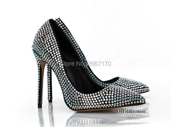 Luxury Shoes Women Bling Diamonds Heels Pointed Toe Crystal High Heels