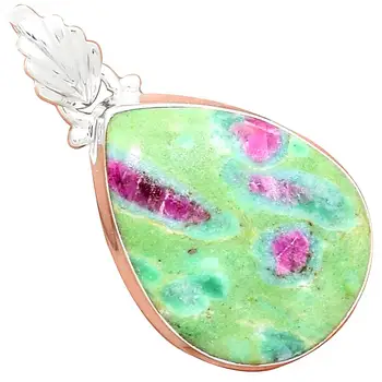 

Genuine RUBY IN FUCHSITE Pendant 925 Sterling Silver, 38.7 mm, MHBAP5976