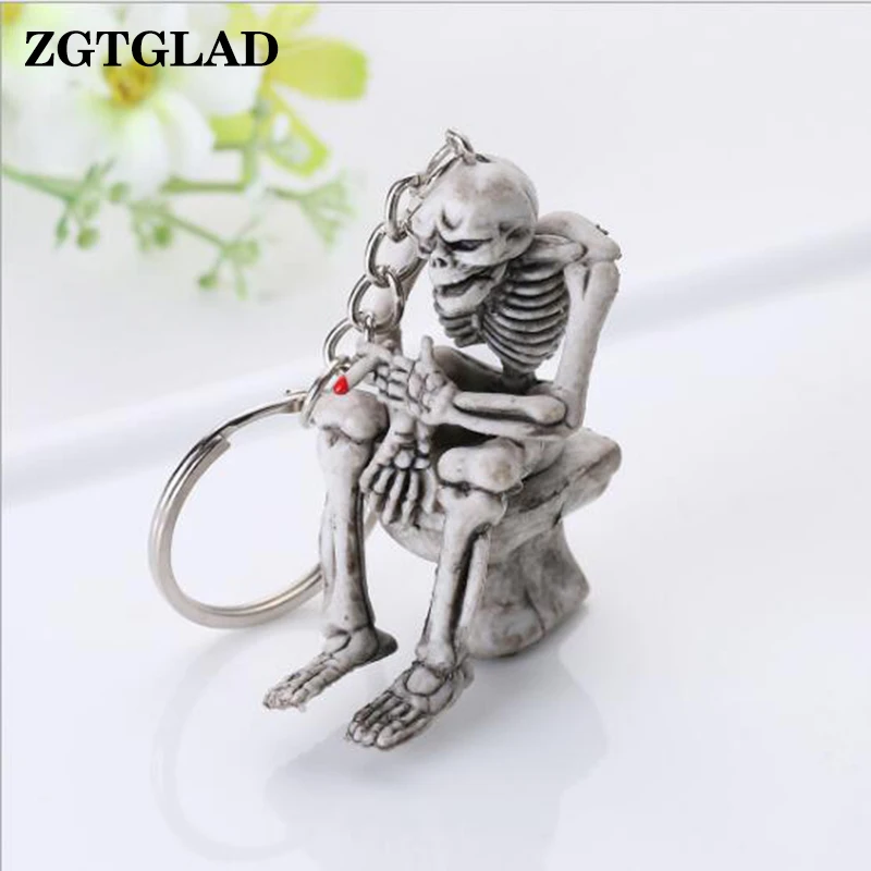 

1 Pcs Fashion Creative Skull Skull Key Chain Toilet Purse Bag Rubber Keychain Gift Keyring Key Chain