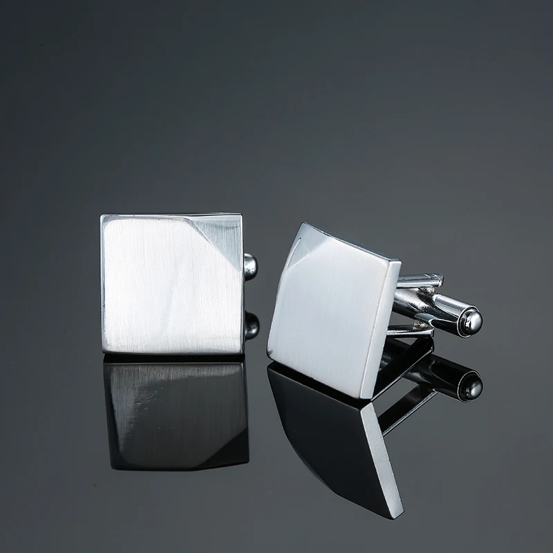 Mens Shirt Cufflinks Brushed Cuff links Groom Suit silver Metal Cufflinks High Quality Jewelry