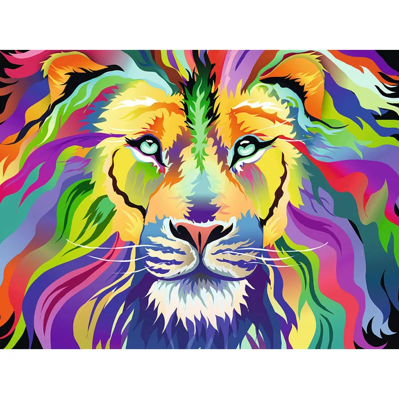 

5D DIY Diamond Painting Colored Lion Cross Stitch Diamond Embroidery Mosaic Diamond Wall Painting KBL