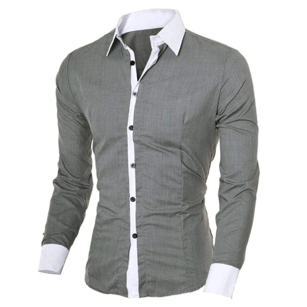 EspTmall Men Spring Autumn Shirts Long Sleeve Fashion Personality Mens Casual Solid Slim Shirt Pink XXL China
